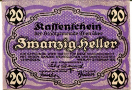 20 HELLER 1920 Stadt Wien Österreich Notgeld Papiergeld Banknote #PL585 - [11] Emissions Locales