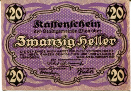 20 HELLER 1920 Stadt Wien Österreich Notgeld Papiergeld Banknote #PL580 - [11] Emissions Locales