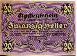 20 HELLER 1920 Stadt Wien Österreich Notgeld Papiergeld Banknote #PL577 - [11] Emissions Locales