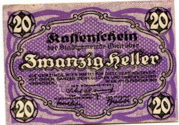 20 HELLER 1920 Stadt Wien Österreich Notgeld Papiergeld Banknote #PL572 - [11] Emissions Locales