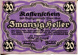 20 HELLER 1920 Stadt Wien Österreich Notgeld Papiergeld Banknote #PL560 - [11] Emissions Locales