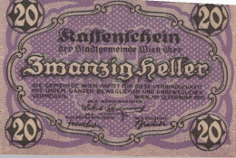 20 HELLER 1920 Stadt Wien Österreich Notgeld Banknote #PE019 - [11] Emissions Locales