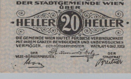 20 HELLER 1920 Stadt Wien Österreich Notgeld Banknote #PE017 - [11] Lokale Uitgaven