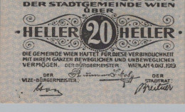 20 HELLER 1920 Stadt Wien Österreich Notgeld Banknote #PE017 - [11] Local Banknote Issues