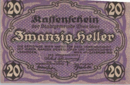 20 HELLER 1920 Stadt Wien Österreich Notgeld Banknote #PE005 - [11] Lokale Uitgaven