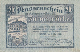 20 HELLER 1920 Stadt WEITRA Niedrigeren Österreich Notgeld Banknote #PE029 - [11] Local Banknote Issues