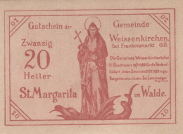 20 HELLER 1920 Stadt WEISSENKIRCHEN BEI FRANKENMARKT Oberösterreich Österreich UNC #PH657 - [11] Local Banknote Issues