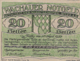 20 HELLER 1920 Stadt WACHAU Niedrigeren Österreich UNC Österreich Notgeld #PH431 - [11] Local Banknote Issues