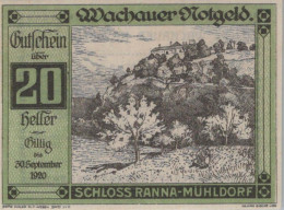 20 HELLER 1920 Stadt WACHAU Niedrigeren Österreich Notgeld Banknote #PE088 - [11] Lokale Uitgaven