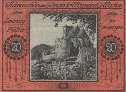 20 HELLER 1920 Stadt WACHAU Niedrigeren Österreich Notgeld Banknote #PE075 - [11] Emissions Locales