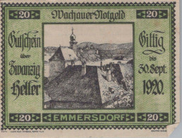 20 HELLER 1920 Stadt WACHAU Niedrigeren Österreich Notgeld Banknote #PE063 - [11] Emissions Locales