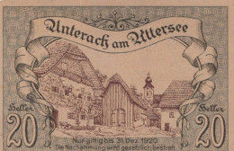 20 HELLER 1920 Stadt UNTERACH AM ATTERSEE Oberösterreich Österreich #PF294 - [11] Local Banknote Issues