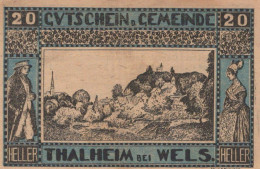 20 HELLER 1920 Stadt THALHEIM BEI WELS Oberösterreich Österreich Notgeld #PF248 - [11] Lokale Uitgaven