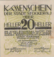 20 HELLER 1920 Stadt STOCKERAU Niedrigeren Österreich Notgeld Banknote #PE714 - [11] Lokale Uitgaven