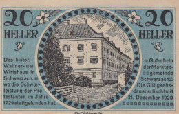 20 HELLER 1920 Stadt SCHWARZACH IM PONGAU Salzburg Österreich Notgeld #PF913 - [11] Local Banknote Issues