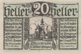 20 HELLER 1920 Stadt SANKT VEIT IM PONGAU Salzburg Österreich Notgeld #PE814 - [11] Local Banknote Issues