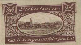 20 HELLER 1920 Stadt SANKT GEORGEN IM ATTERGAU Oberösterreich Österreich UNC #PH054 - [11] Lokale Uitgaven