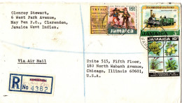 JAMAIQUE AFFRANCHISSEMENT COMBINE SUR LETTRE RECOMMANDE EN POSTE AERIENNE MAY PEN POUR LES USA - Jamaique (1962-...)