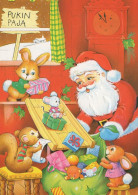 WEIHNACHTSMANN SANTA CLAUS TIERE WEIHNACHTSFERIEN Vintage Postkarte CPSM #PAK499.DE - Santa Claus