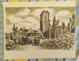 ST SAINT MALO LITHOGRAPHIE DE DANIEL DERVEAUX PLACE BROUSSAIS LA CATHEDRALE - Lithographien