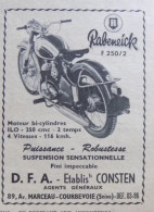 Publicité De Presse ; Moto Rabeneick F 250/2 - Ets Consten à Courbevoie - Werbung