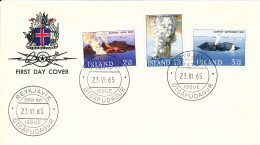 Iceland FDC The Volcano Surtsey 23-6-1965 Complete Set With Cachet - Vulkane