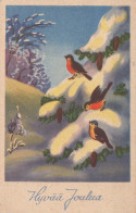 Neujahr Weihnachten VOGEL Vintage Ansichtskarte Postkarte CPA #PKE857.DE - Nieuwjaar