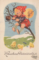 OSTERN HUHN EI KINDER Vintage Ansichtskarte Postkarte CPA #PKE295.DE - Ostern