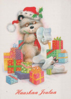 Neujahr Weihnachten GEBÄREN Tier Vintage Ansichtskarte Postkarte CPSM #PBS275.DE - Nieuwjaar