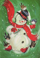 Neujahr Weihnachten SCHNEEMANN Vintage Ansichtskarte Postkarte CPSM #PAZ784.DE - New Year