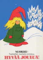 Bonne Année Noël GNOME Vintage Carte Postale CPSM #PAU464.FR - Nieuwjaar