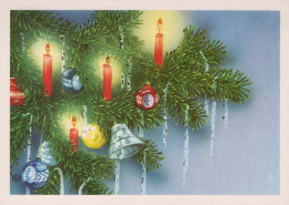 Bonne Année Noël BOUGIE Vintage Carte Postale CPSM #PAT686.FR - Neujahr
