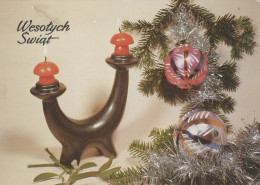 Bonne Année Noël BOUGIE Vintage Carte Postale CPSM #PAT626.FR - Neujahr