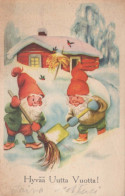 Feliz Año Navidad GNOMO Vintage Tarjeta Postal CPSMPF #PKG531.ES - New Year