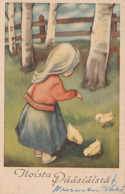 PASCUA POLLO HUEVO NIÑOS Vintage Tarjeta Postal CPA #PKE293.ES - Easter