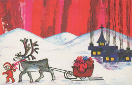 Feliz Año Navidad CIERVOS Vintage Tarjeta Postal CPA #PKE035.ES - Neujahr