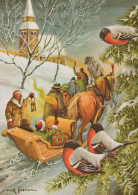 Feliz Año Navidad CABALLO Vintage Tarjeta Postal CPSM #PBM395.ES - Nouvel An