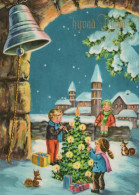 Feliz Año Navidad NIÑOS Vintage Tarjeta Postal CPSM #PAY882.ES - New Year