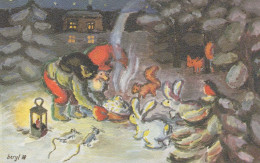 Bonne Année Noël GNOME Vintage Carte Postale CPSMPF #PKG399.FR - Nieuwjaar