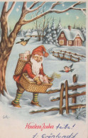 Bonne Année Noël GNOME Vintage Carte Postale CPSMPF #PKD900.FR - Nieuwjaar