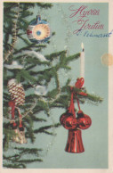 Bonne Année Noël BOUGIE Vintage Carte Postale CPSMPF #PKD038.FR - Nouvel An