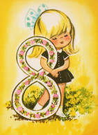 JOYEUX ANNIVERSAIRE 8 Ans FILLE ENFANTS Vintage Carte Postale CPSM Unposted #PBU038.FR - Birthday