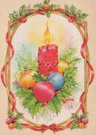 Bonne Année Noël BOUGIE Vintage Carte Postale CPSM #PBN783.FR - Nouvel An