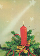 Bonne Année Noël BOUGIE Vintage Carte Postale CPSM #PBN965.FR - Nouvel An