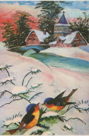 Bonne Année Noël OISEAU Vintage Carte Postale CPSM #PBM591.FR - Nieuwjaar