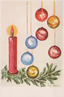 Bonne Année Noël BOUGIE Vintage Carte Postale CPSM #PAV622.FR - Nouvel An