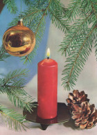 Bonne Année Noël BOUGIE Vintage Carte Postale CPSM #PAV562.FR - Nieuwjaar