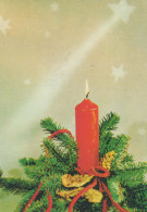 Bonne Année Noël BOUGIE Vintage Carte Postale CPSM #PAV502.FR - Nouvel An