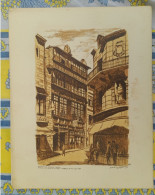 ST SAINT MALO LITHOGRAPHIE DE DANIEL DERVEAUX MAISON DUGUAY TROUIN RUE DE LA CORNE DU CERF VIERGE DE LA CROIX DU FIEF - Lithografieën