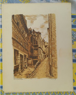 ST SAINT MALO LITHOGRAPHIE DE DANIEL DERVEAUX RUE DU POT D'ETAIN MAISON DE CADET ROUSSEL - Lithografieën